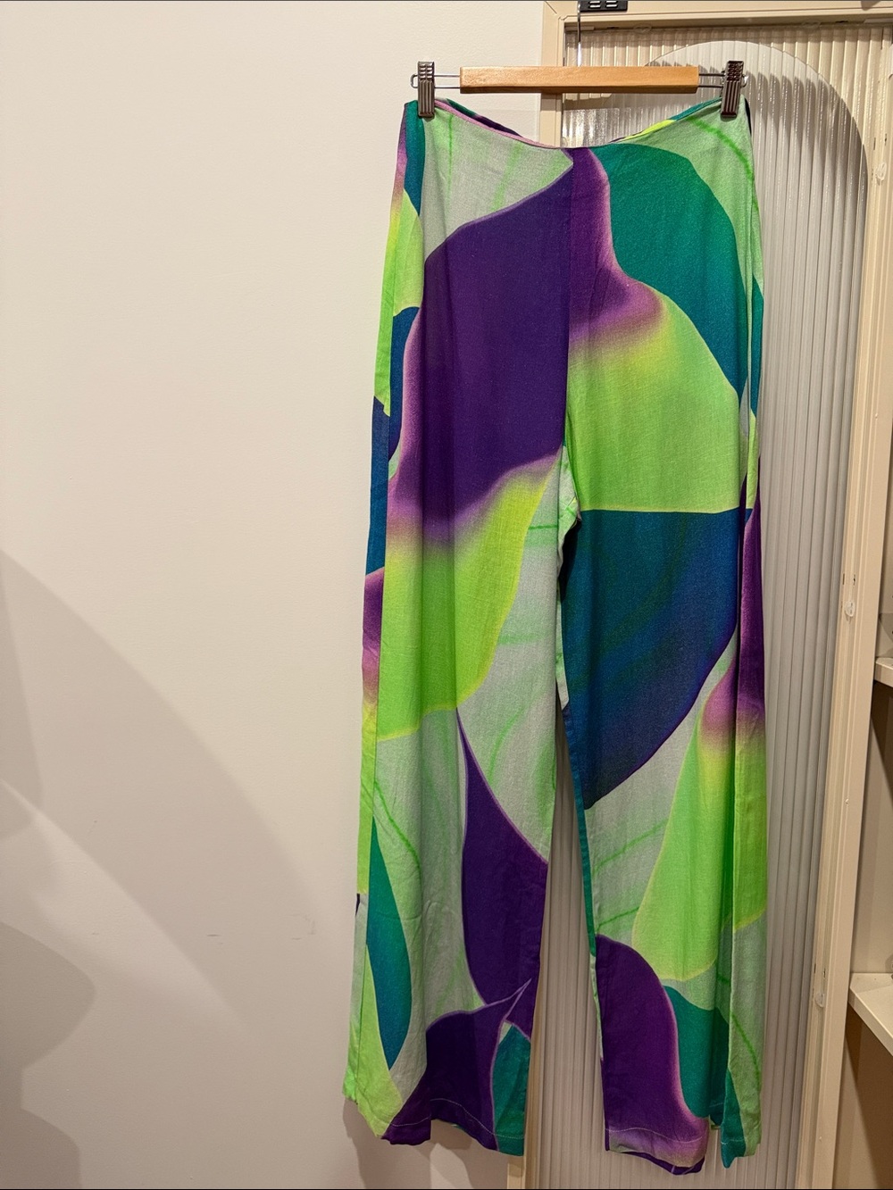 Lenny Niemeyer Vibrant Green & Purple Wide-Leg Palazzo Pants sz 8